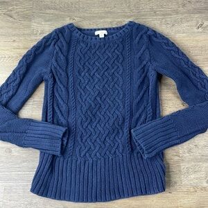 Gap Women’s Navy Blue Cable Knit Crewneck Sweater, size XS